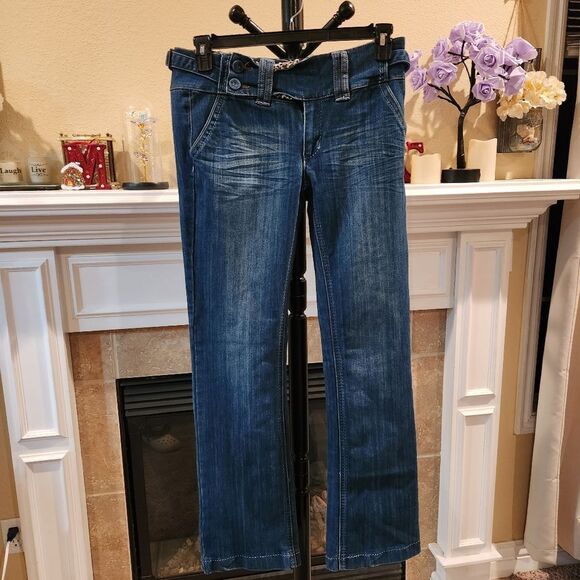 Blue Boot Cut Jeans with Classic Style - Picture 1 of 4